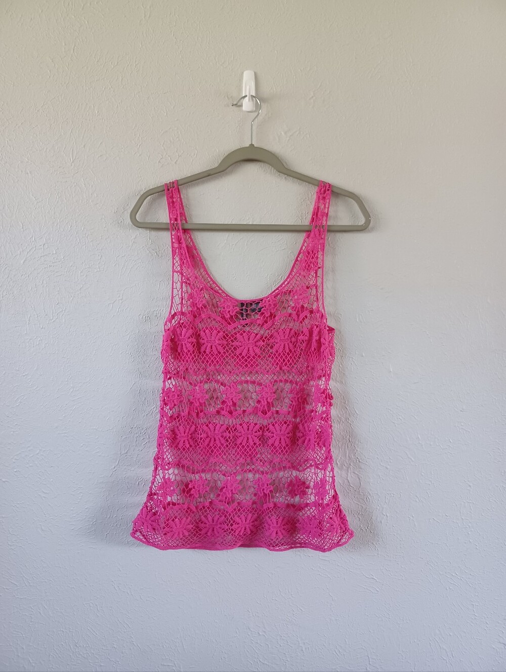 Full Tilt Hot Pink Lace Tank Top